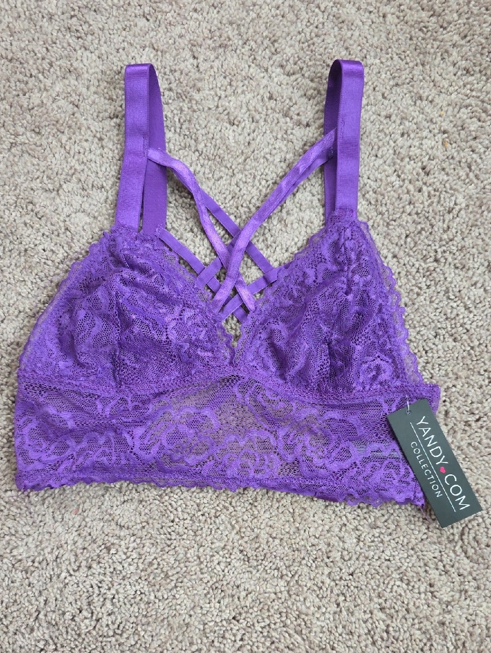 Yandy Vibrant Purple Lace Strappy Bralette